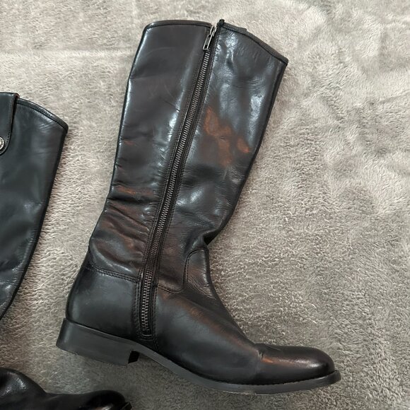 Black Leather Knee-High Boots - Picture 4 of 10